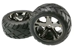 Traxxas Tuning Anaconda Reifen auf All-Star 2,8 Felgen in schwarz chrom 2Stück hinten für Stampede und Rustler 1/10