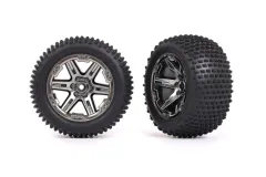 Traxxas Tuning Alias Reifen auf RXT 2,8 Felgen in schwarz-chrom hinten 2Stück für Rustler 1/10