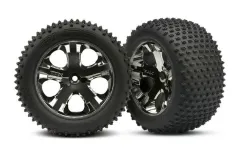 Traxxas Tuning Alias Reifen auf All-Star 2,8 Felgen in schwarz chrom 2Stück hinten für Rustler 1/10