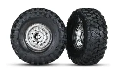 Traxxas Tuning Canyon Trail 4,6x1,9 Reifen auf Felgen in chrom 2Stück (für TRX8255A Radachse) für TRX-4 1/10