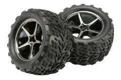 Traxxas Tuning Talon Reifen mit 2,2 Gemini Felgen in schwarz chrom 2Stück für E-Revo 1/16