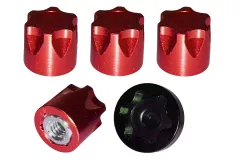 M4 Geschlossene Radmuttern Stoppmutter CW 10x10mm aus Aluminium mit Flansch in rot eloxiert 4Stück mit Werkzeug