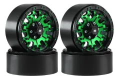 RC Crawler Scalezubehör 1/10 1,9Zoll Aluminiumfelgen in schwarz-grün 4Stück
