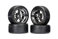 Traxxas Ersatzteile Drift-Reifensatz auf Felgen in chrom-schwarz 4Stück für 4-TEC 1/10