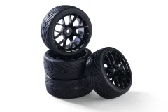 Carson RC Tuning Räderset mit 7 Y-Speichen Felgen in schwarz 26mm 4Stück für Tamiya 1/10