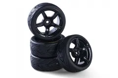 Carson RC Tuning Räderset mit 5 Speichen Felgen in schwarz 26mm 4Stück für Tamiya 1/10