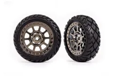 Traxxas Tuning Anaconda Reifen auf 2,2 Tracer Felgen in schwarz-chrom vorne 2Stück für Bandit 1/10