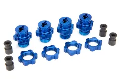Traxxas Tuning Radmitnehmer mit Mutter 17mm verzahnt in blau 4Stück für Rustler und Slash 1/10