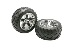Traxxas Tuning Anaconda Reifen auf 2,8 Felgen chrom hinten 2Stück für Rustler und Stampede 1/10