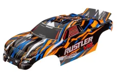 Traxxas Tuning Karosserie in orange mit Aufkleber für Rustler VXL 1/10