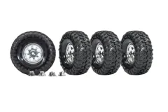 Traxxas Tuning Canyon Trail 4,6x1,9 Reifen auf Classic Felgen in chrom (für TRX8255A) 4Stück für TRX-4 1/10