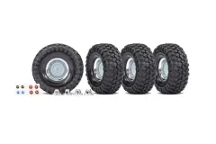 Traxxas Tuning Canyon Trail 4,6x1,9 Reifen auf Felgen in chrom mit Radkappen (für TRX8255A) 4Stück für TRX-4 1/10