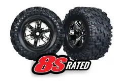 Traxxas Tuning Maxx AT Reifen auf X-Maxx Felgen in schwarz-chrom 8S Rated 2Stück für X-Maxx 1/7