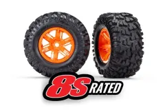 Traxxas Tuning Maxx AT Reifen auf X-Maxx Felgen in orange 8S Rated 2Stück für X-Maxx 1/7