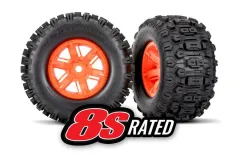 Traxxas Tuning Sledgehammer Reifen auf X-Maxx Felgen in orange 8S Rated 2Stück für X-Maxx 1/7
