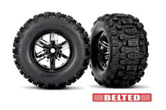 Traxxas Tuning Sledgehammer Belted Reifen auf Felgen in schwarz-chrom 2Stück für X-Maxx 1/7