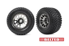 Traxxas Tuning Gravix Belted Reifen auf XRT-Felgen in schwarz-chrom 24mm 2Stück für X-Maxx 1/7
