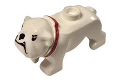 Klemmbausteine Tier Hund Bulldogge weiß mit Halsband
