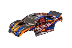 Traxxas Tuning Karosserie orange Clipless mit Aufkleber für Rustler 1/10