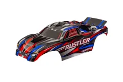 Traxxas Tuning Karosserie rot Clipless mit Aufkleber für Rustler 1/10