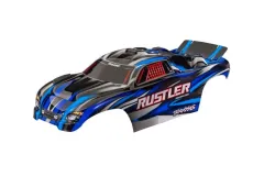 Traxxas Tuning Karosserie blau Clipless mit Aufkleber für Rustler 1/10