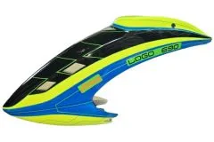 Mikado Haube LOGO 690 SX V3 neon-gelb/blau mit grüner Schrift