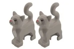 Klemmbausteine Tier Katze klein / Minikatze mit Druck in grau 2Stück