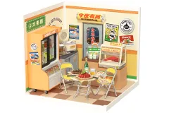 Lasercut Kunststoff Bausatz Standmodell DIY Miniature Haus Super Creator Serie Imbissstand für die Nacht - 120 Teile