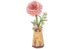 Lasercut Holzbausatz Standmodell Blume Rosa Dahlie - 93 Teile