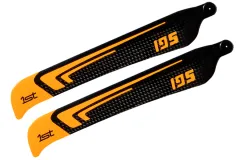 1st Hauptrotorblätter aus CFK 195mm in neon Orange