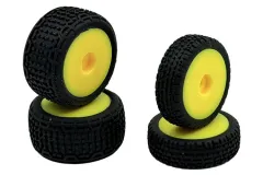 HobbyPlus Ersatzteile Komplett Reifenset in Gelb für Speck-B 2WD Buggy 1:24 RTR