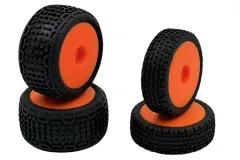 HobbyPlus Ersatzteile Komplett Reifenset in Orange für Speck-B 2WD Buggy 1:24 RTR