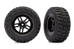 Traxxas Ersatzteile Kumho Reifen mit SCT Speichenfelgen in schwarz 2Stück für Slash 4x4 vorne und 2WD hinten 1/10