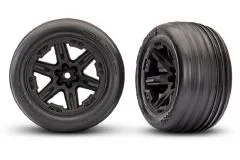 Traxxas Ersatzteile Alias Reifen mit RXT 2.8 Felgen in schwarz vorne 2Stück für Rustler 2WD 1/10