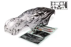 Traxxas Ersatzteile Rustler 4X4 Karosserie ProGraphix mit Aufkleber (benötigt Hintergrundlackierung) für Rustler 4x4 VX3 1/10